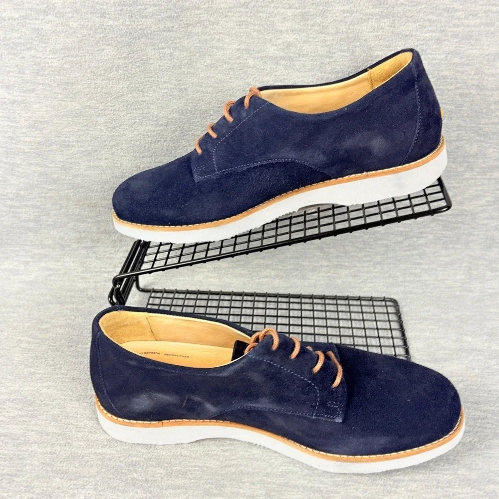 Samuel Hubbard Hubbard Free Derby Shoes Mens 8.5 W Navy Suede Oxford Comfort